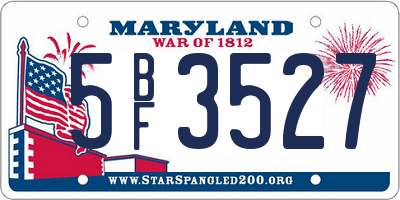 MD license plate 5BF3527