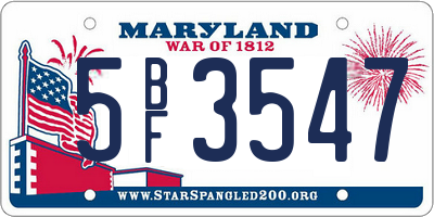 MD license plate 5BF3547