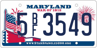 MD license plate 5BF3549