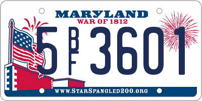 MD license plate 5BF3601