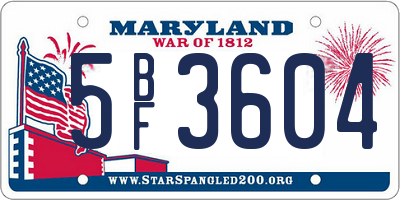 MD license plate 5BF3604