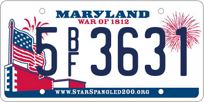 MD license plate 5BF3631