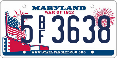 MD license plate 5BF3638