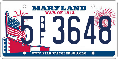 MD license plate 5BF3648