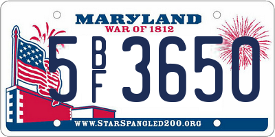 MD license plate 5BF3650