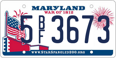 MD license plate 5BF3673