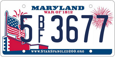 MD license plate 5BF3677