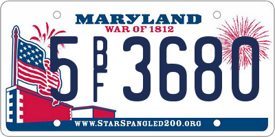 MD license plate 5BF3680
