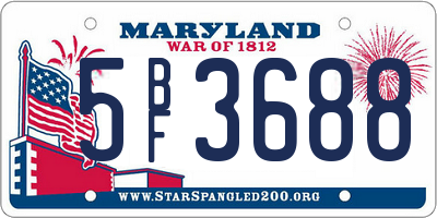 MD license plate 5BF3688