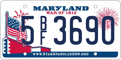 MD license plate 5BF3690