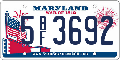 MD license plate 5BF3692