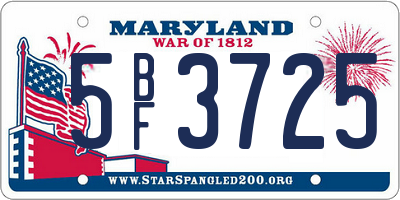 MD license plate 5BF3725