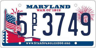 MD license plate 5BF3749
