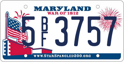 MD license plate 5BF3757