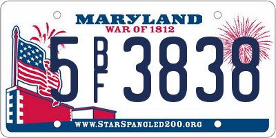 MD license plate 5BF3838