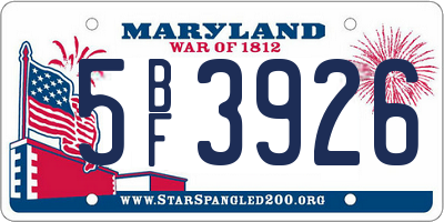 MD license plate 5BF3926