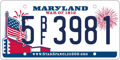 MD license plate 5BF3981