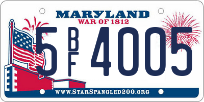 MD license plate 5BF4005