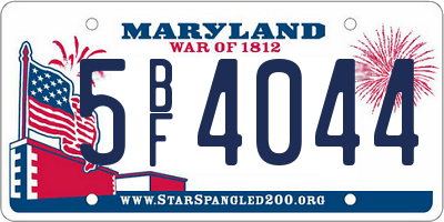 MD license plate 5BF4044