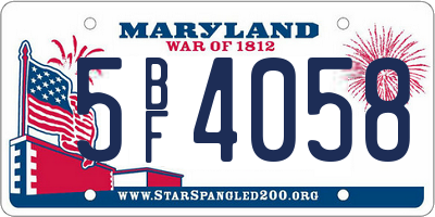 MD license plate 5BF4058
