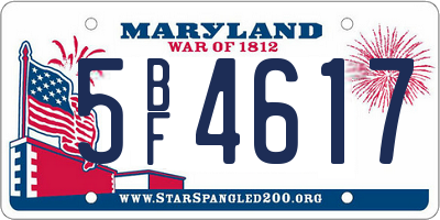 MD license plate 5BF4617