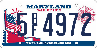 MD license plate 5BF4972