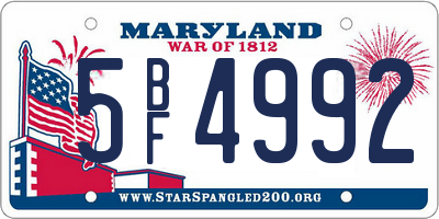 MD license plate 5BF4992