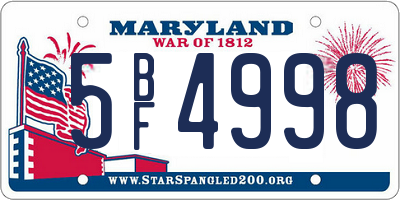 MD license plate 5BF4998