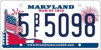 MD license plate 5BF5098