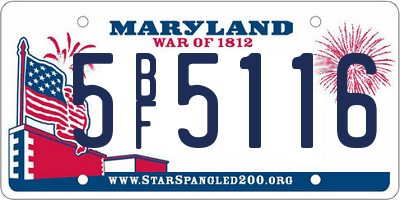 MD license plate 5BF5116