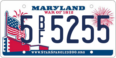 MD license plate 5BF5255