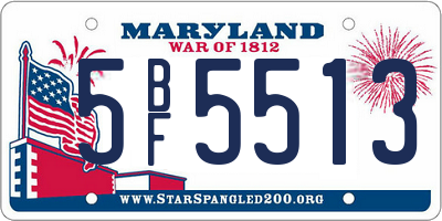 MD license plate 5BF5513