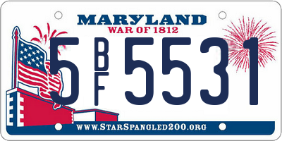 MD license plate 5BF5531