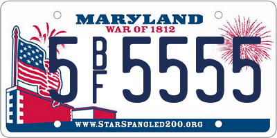 MD license plate 5BF5555