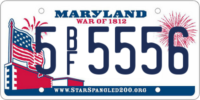 MD license plate 5BF5556