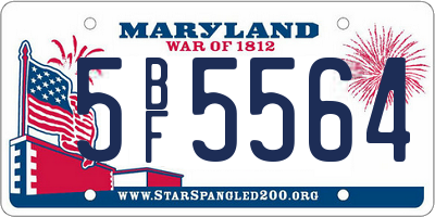 MD license plate 5BF5564