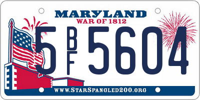 MD license plate 5BF5604