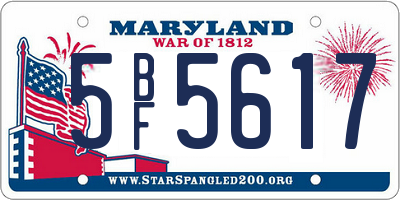 MD license plate 5BF5617