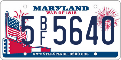 MD license plate 5BF5640