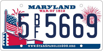 MD license plate 5BF5669