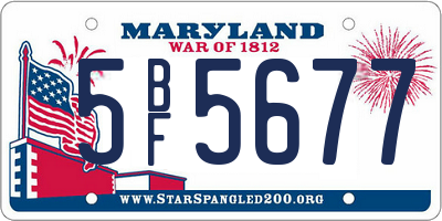 MD license plate 5BF5677