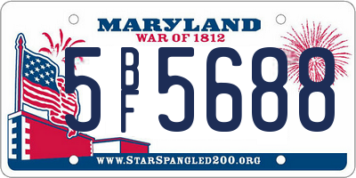 MD license plate 5BF5688