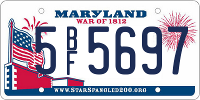 MD license plate 5BF5697