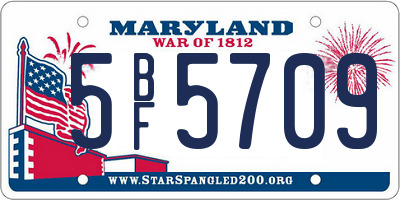 MD license plate 5BF5709