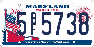 MD license plate 5BF5738
