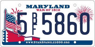 MD license plate 5BF5860