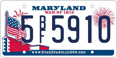 MD license plate 5BF5910