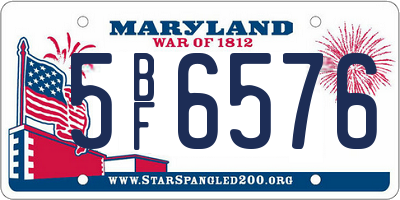 MD license plate 5BF6576