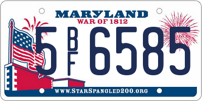 MD license plate 5BF6585