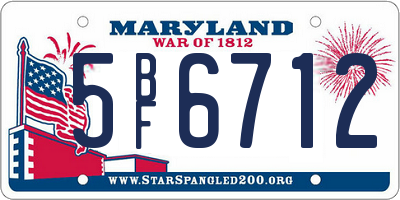 MD license plate 5BF6712